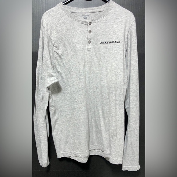 🪽Lucky Brand long sleeve gray Henley sleepwear T-shirt - Picture 1 of 6